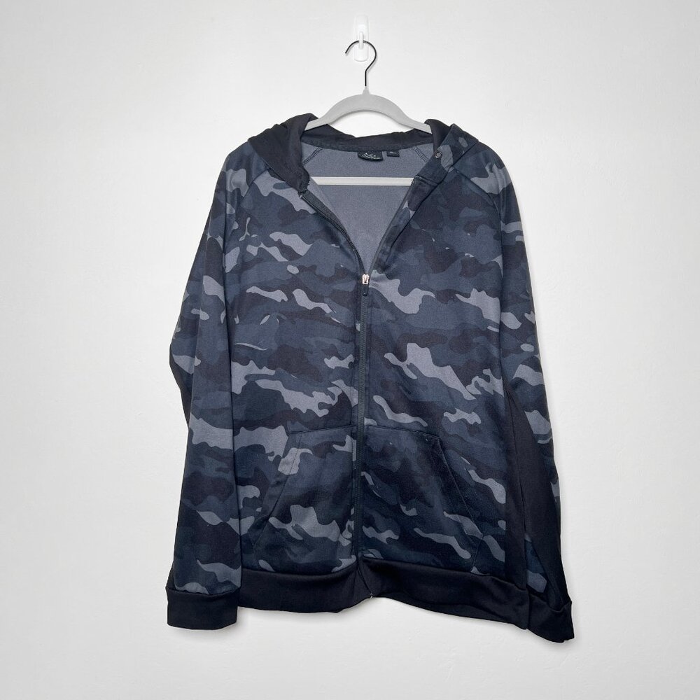 Burnside Black Camouflage Zip Up Hoodie Size XL